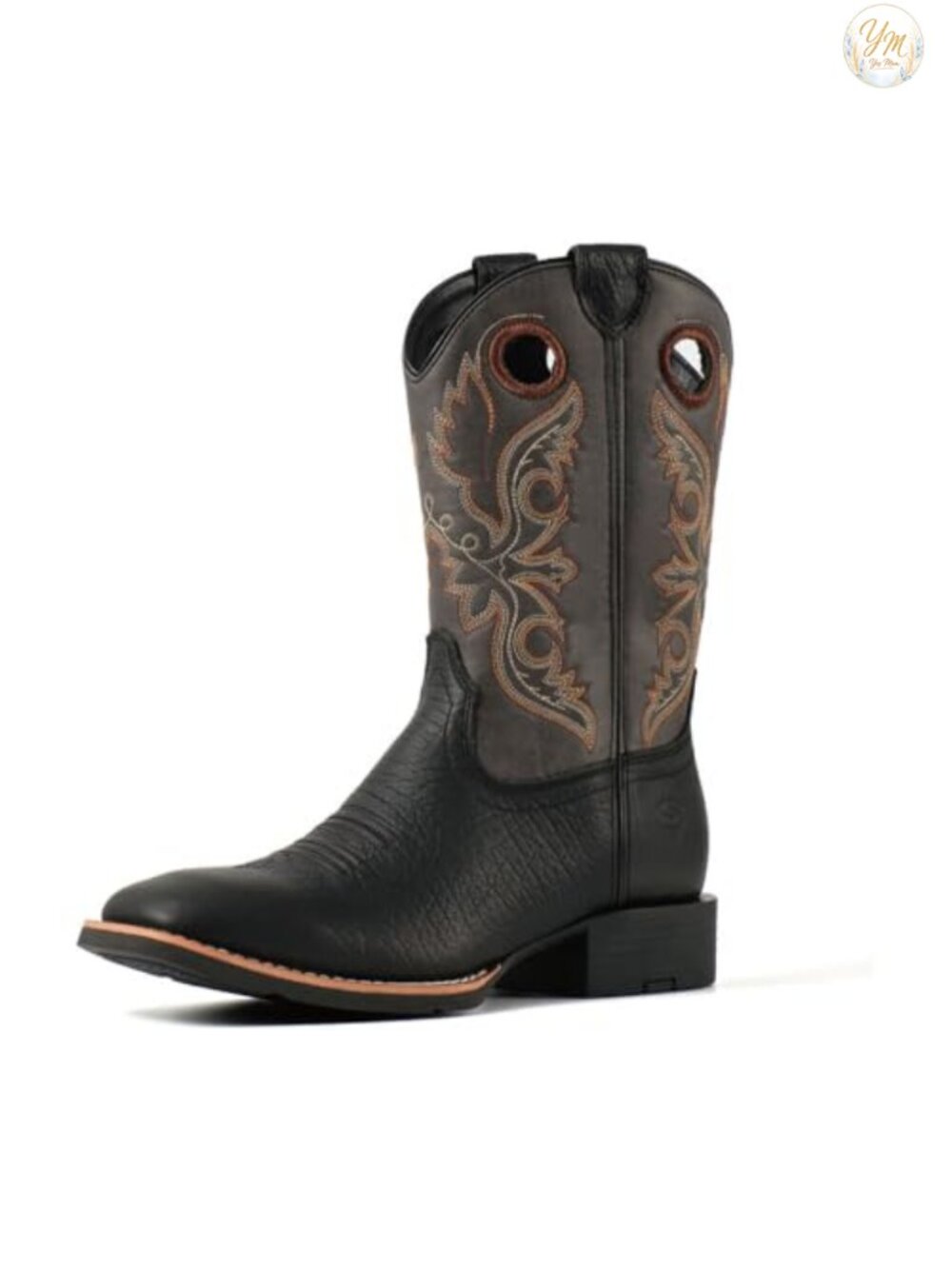 Men's Square Toe Pull On Western Cowboy Boots Leather Calf High